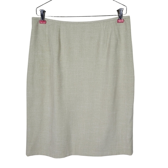 Kasper Petite Skirt Suit Size 10P Pale Green Peplum Blazer 4 Button Linen Blend - Picture 5 of 9